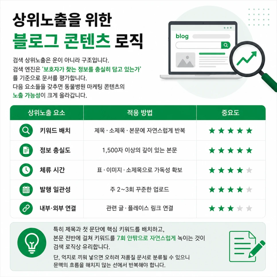 동물병원 블로그 검색 상위노출 핵심 요소