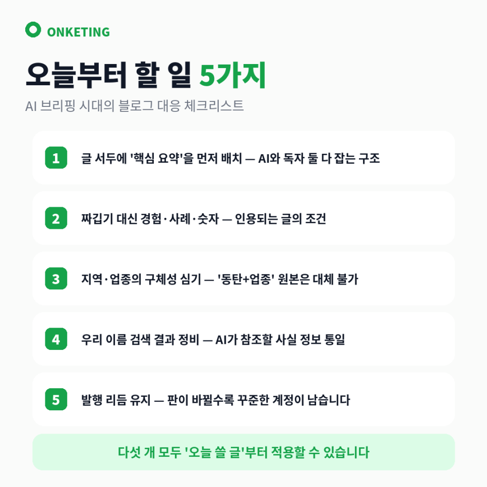 AI 브리핑 시대 블로그 대응 체크리스트