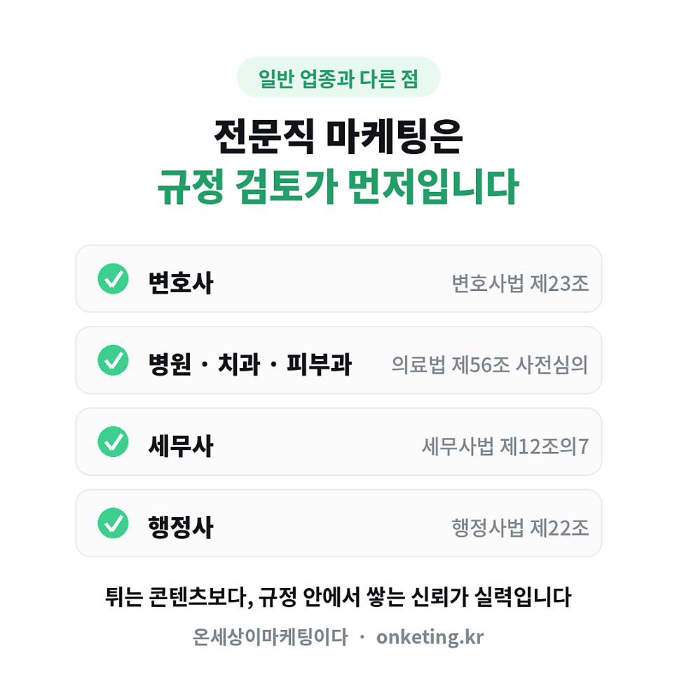 전문직 마케팅은 규정 검토가 먼저입니다