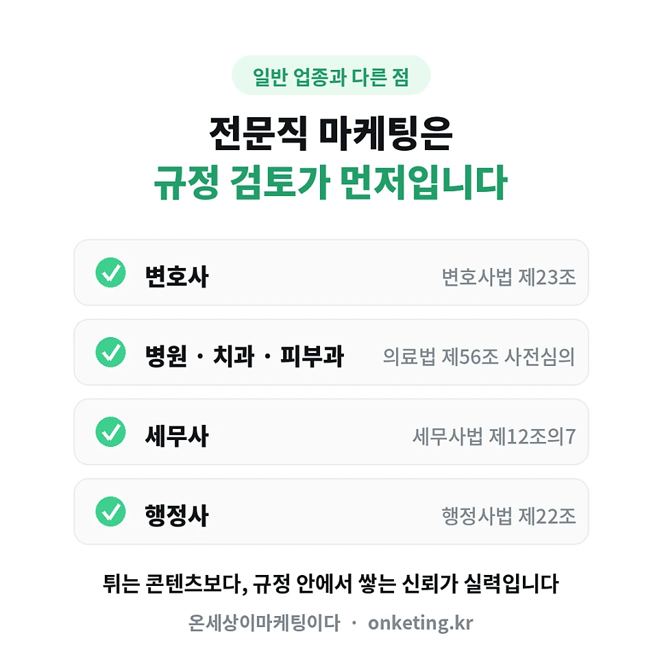 전문직 마케팅은 규정 검토가 먼저입니다