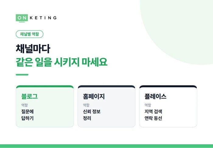 채널마다 같은 일을 시키지 않습니다